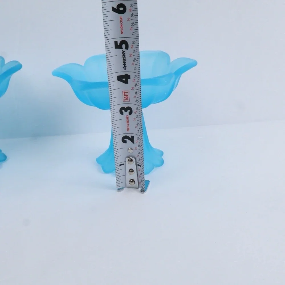 Set 2 VTG Westmoreland Frosted Lotus Dish‎ Candlestick Holders Multi-Use